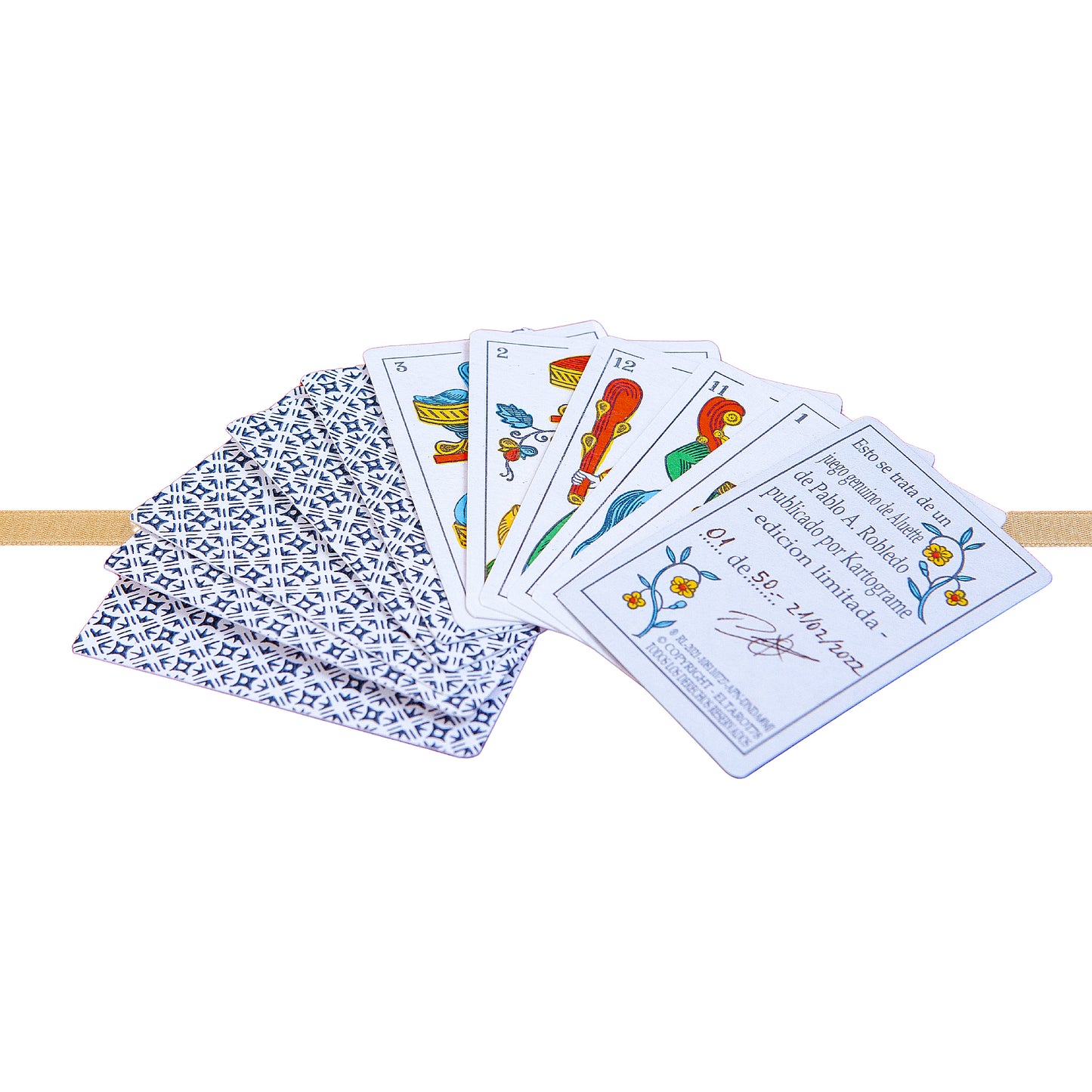 Aluette game of 50 handmade cards with Spanish suits, restored by Pablo Robledo
