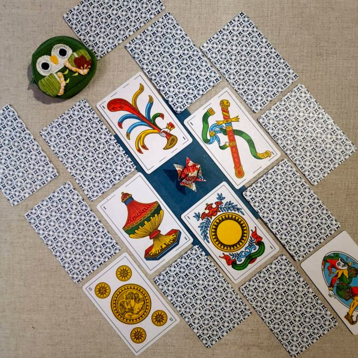 Aluette game of 50 handmade cards with Spanish suits, restored by Pablo Robledo