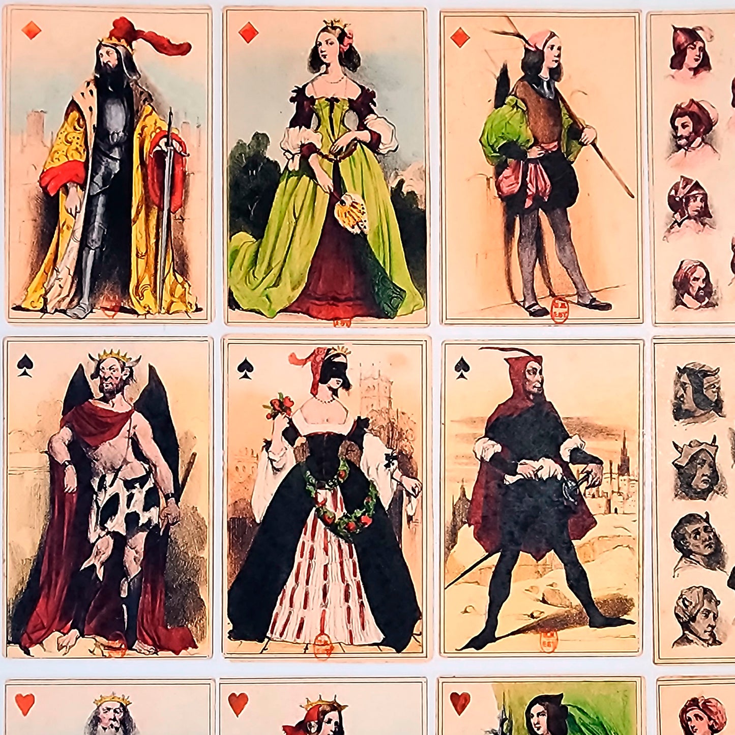 Petit jeu romantique 32 cartes par Nanteuil Celestin 1838 - reproduction
