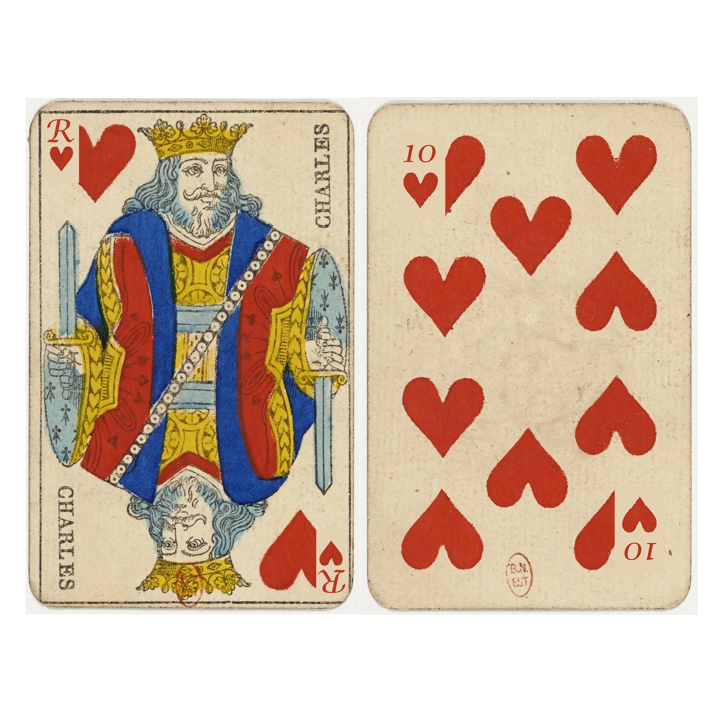 Set of 52 handmade cards with official French portrait