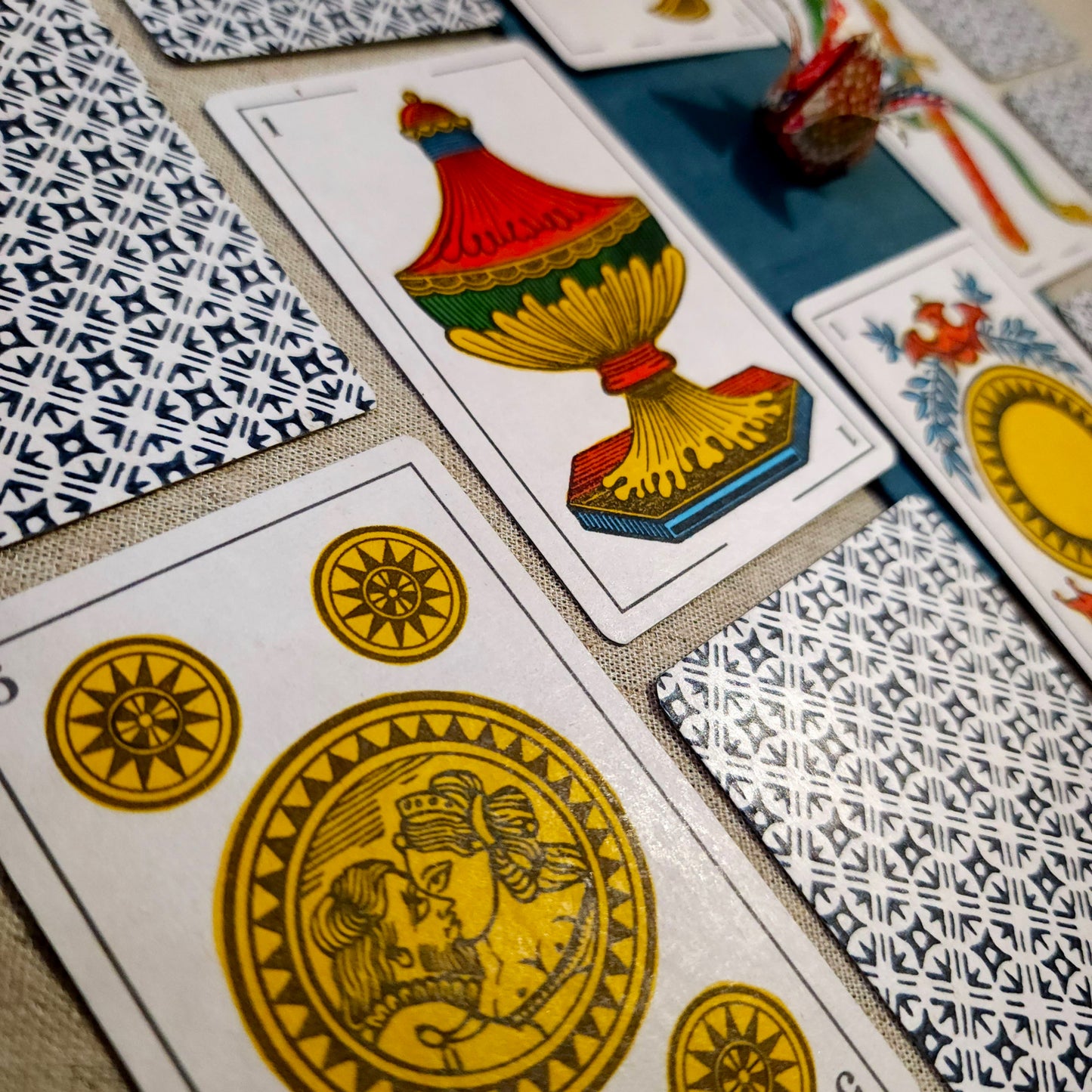 Aluette game of 50 handmade cards with Spanish suits, restored by Pablo Robledo
