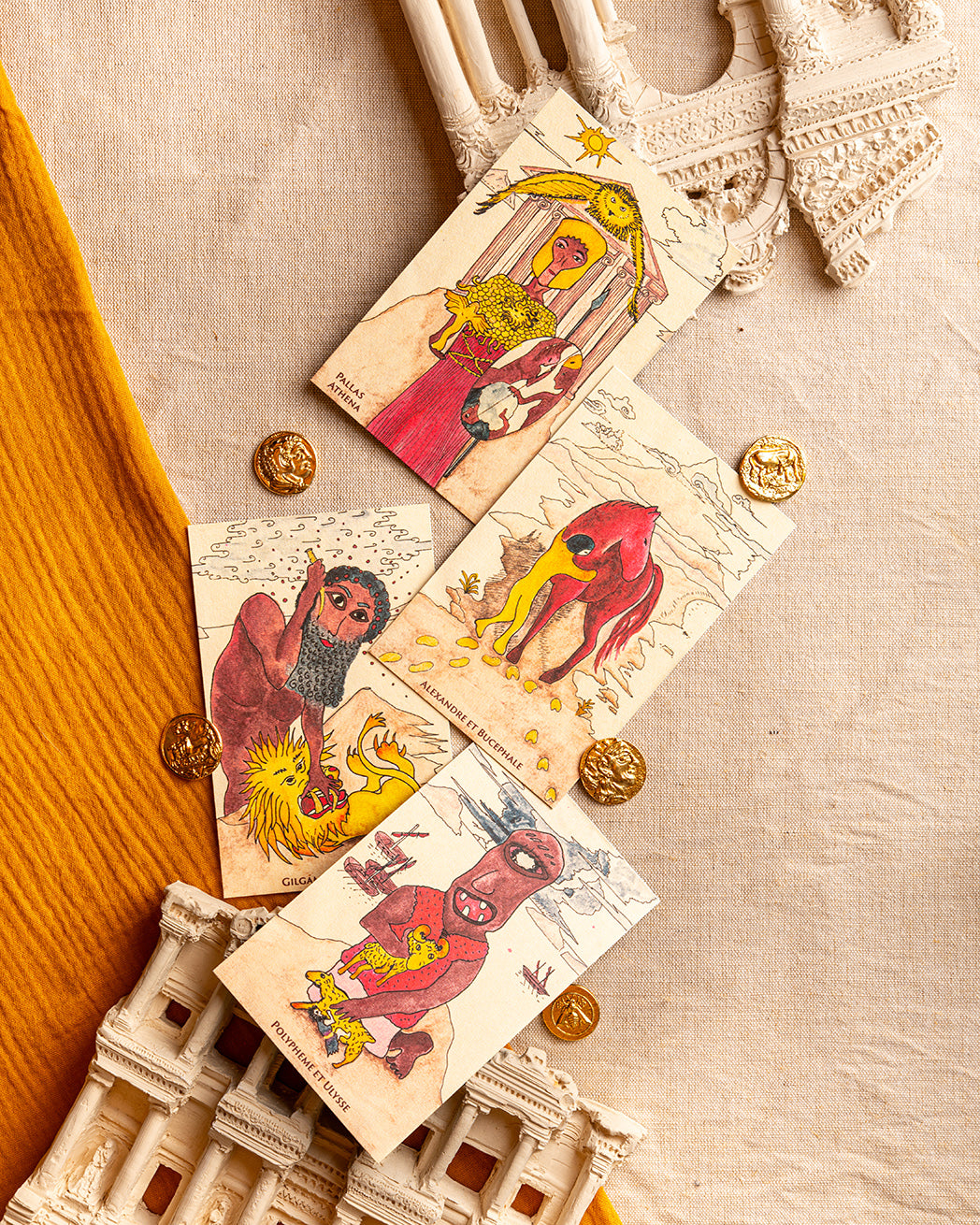 Cartes en myriorama de la mythologie antique – Athéna – atelier Kartograme France)